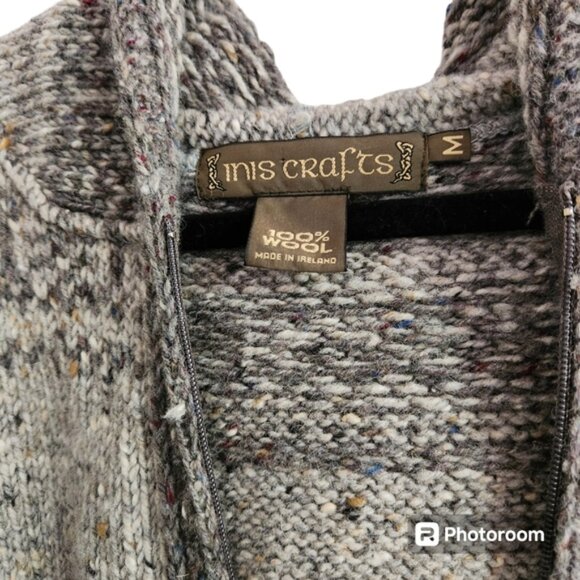 Inis Crafts Wool hooded Cardigan sweater size medium - Picture 5 of 11